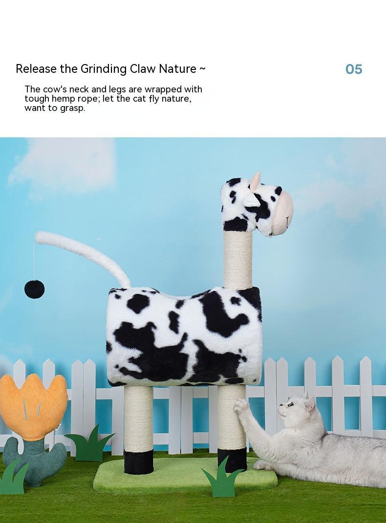 Cow Cat Climbing Frame Scratch Trees Scratching Post Tree Shelf