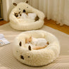 Detachable Plush Pads Anti Slip Bottom Raised Edges Cat Litter Winter Warm Nest White