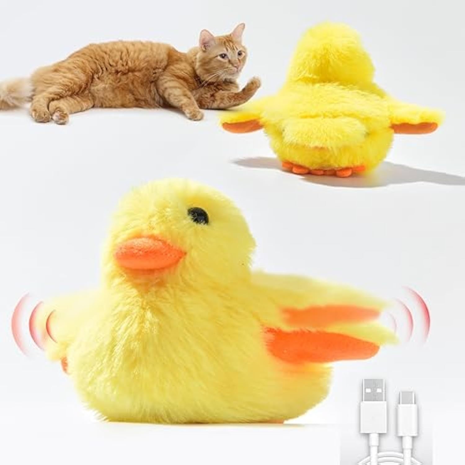 Cat Catnip Toys Beating Wings Duck Rechargeable Lifelike Quack ChirpingTouch Activated Kitten Toy Interactive Cat