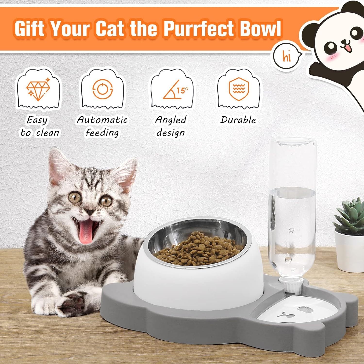 Water Bowl Set Raised Stainless Steel Cat Bowls