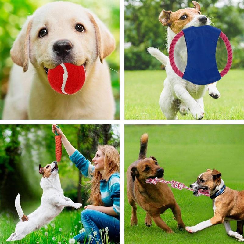 7 Pcs Interactive Dog Toy Kit Cotton Rope Ball Chew Flying Disc Toys