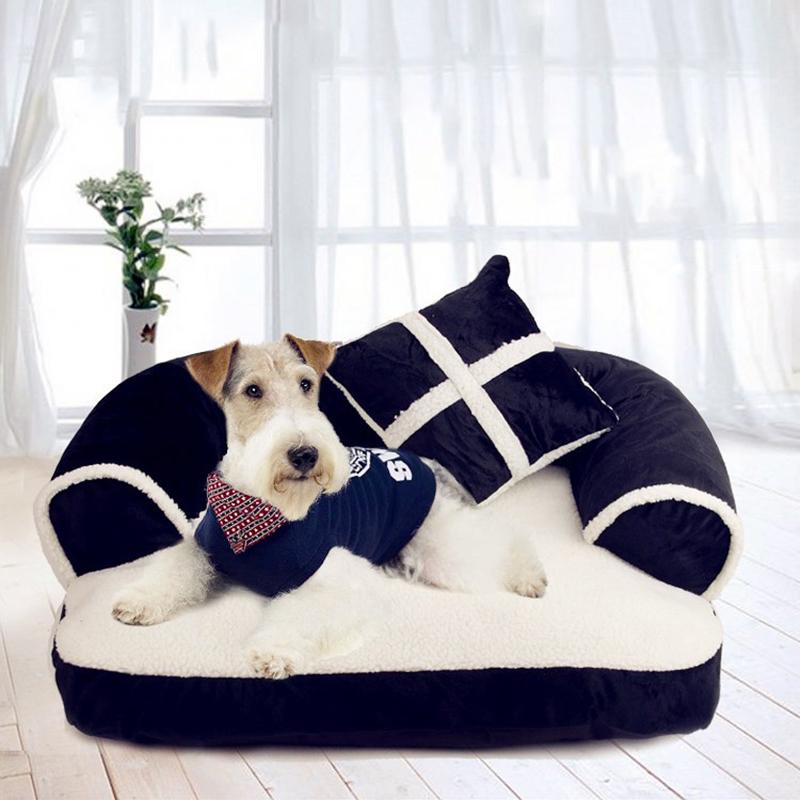 Luxury Double-Cushion Pet Dog Sofa Beds