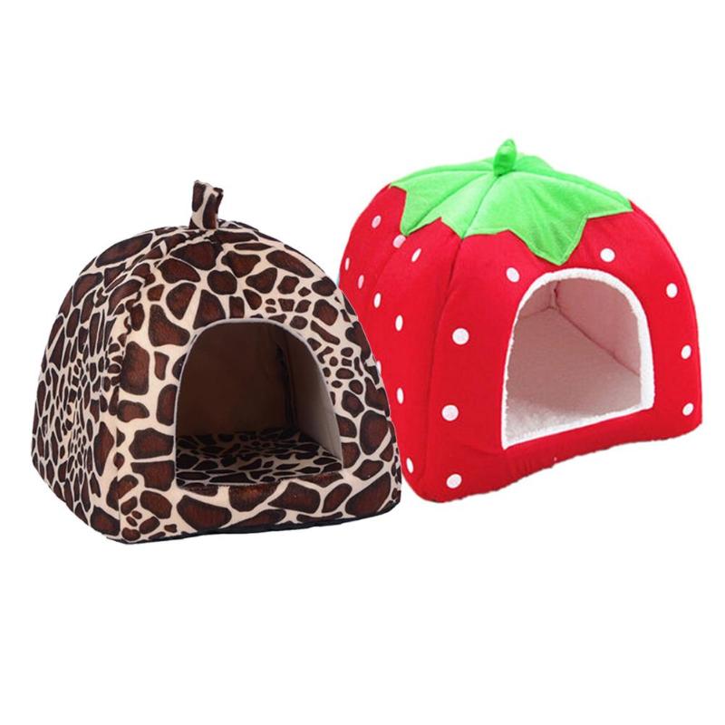 Soft Strawberry Leopard Pet Dog Cat House