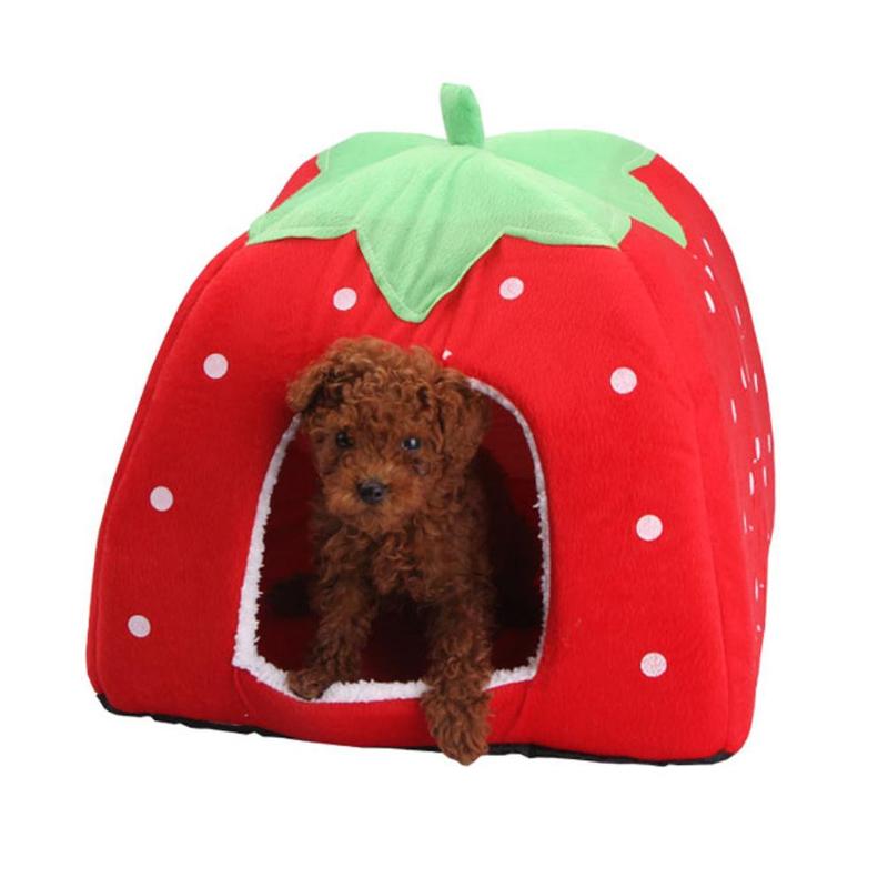 Soft Strawberry Leopard Pet Dog Cat House